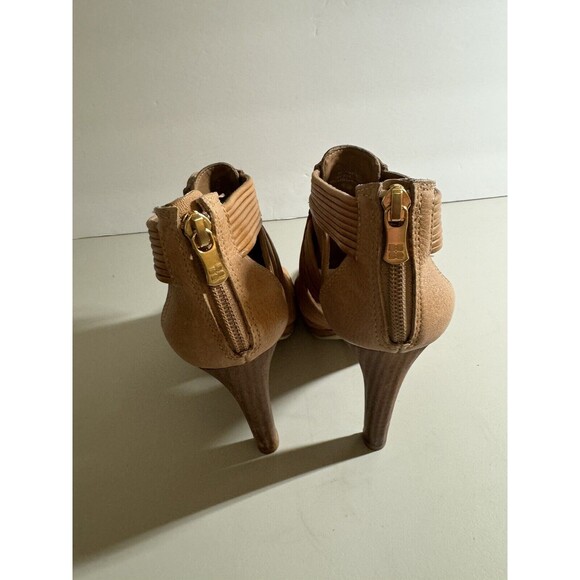 BCBG maxazaria Heels Shoes Gladiator Lace Up Woven Brown Peep Toe Boho Size 8.5 - Picture 5 of 14